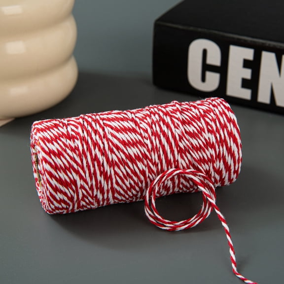 Mictong Christmas Cotton Rope, 0.08 inches wide and 108.82 yards long, suitable for Christmas gift packaging line, baking handicraft line, daily decoration line, 1 piece, Style F