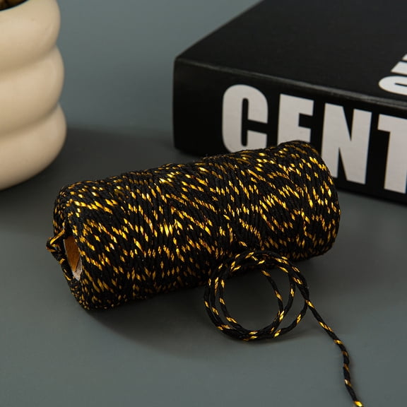 Mictong Christmas Cotton Rope, 0.08 inches wide and 108.82 yards long, suitable for Christmas gift packaging line, baking handicraft line, daily decoration line, 1 piece, Style D