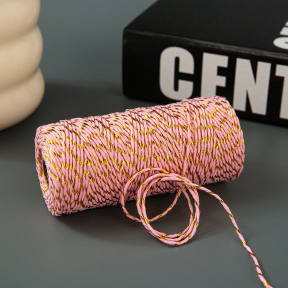 Mictong Christmas Cotton Rope, 0.08 inches wide and 108.82 yards long, suitable for Christmas gift packaging line, baking handicraft line, daily decoration line, 1 piece, Style E