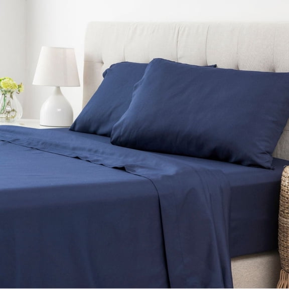 Mictong Extra Large Bed Sheet Set, Bed Sheet and Pillowcase Set, Soft Microfiber Bed Sheet, Solid Color Home Bed Sheet Set, Suitable for Hotel Bedroom Rooms, 4-piece Set, King Size, blue