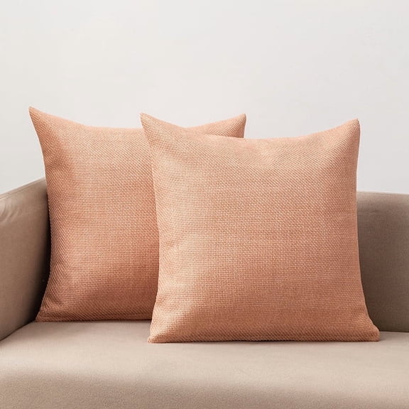 Mictong Light Orange Square Linen Pillow, 1 Piece, 19.69*19.69 Inches, Modern Country Style Pillow, Decorative Pillow For Living Room Sofa And Bedroom Bed