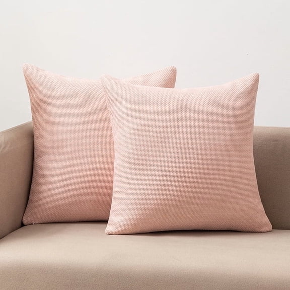 Mictong Pink Square Linen Pillow, 1 Piece, 17.72 * 17.72 Inches, Modern Country Style Pillow, Decorative Pillow For Living Room Sofa And Bedroom Bed