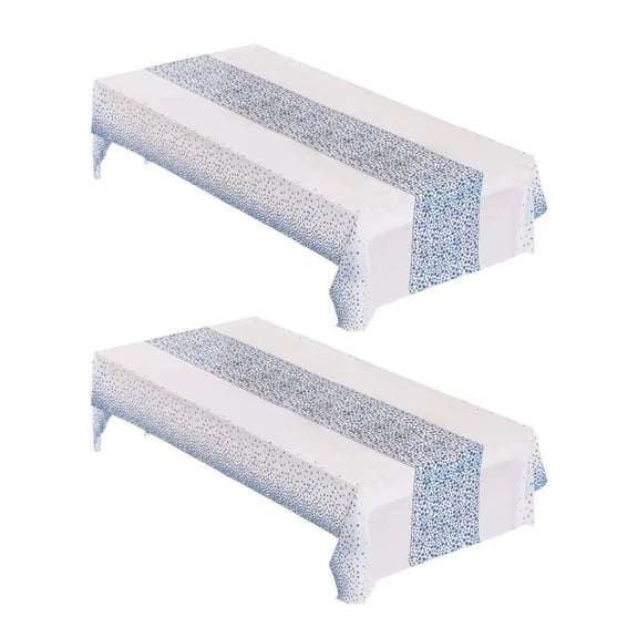 Mictong Plastic Tablecloth Rectangular Dot Tablecloth Waterproof Disposable Party Tablecloth, Suitable for Birthday Parties and Weddings, Blue, 2 pieces