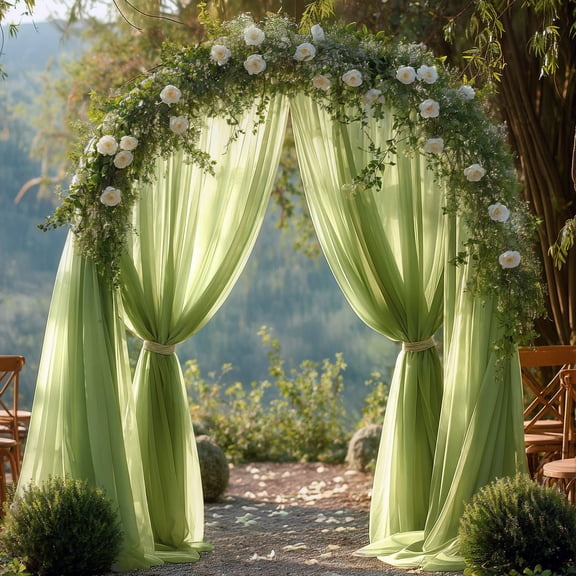 Mictong Wedding Arch Drapes Set, size 236.23 * 63 inches, wedding arch background curtain, suitable for wedding arch decoration, wedding ceremony decoration, 3 pieces, grass green