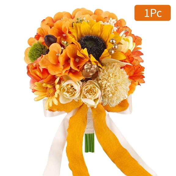 Mictong Wedding bouquet, 11.8 * 8 inches bridal bouquet, romantic wedding bouquet, elegant bridal bouquet, high-end imitation real and fake rose bridal bouquet, 1 piece, orange