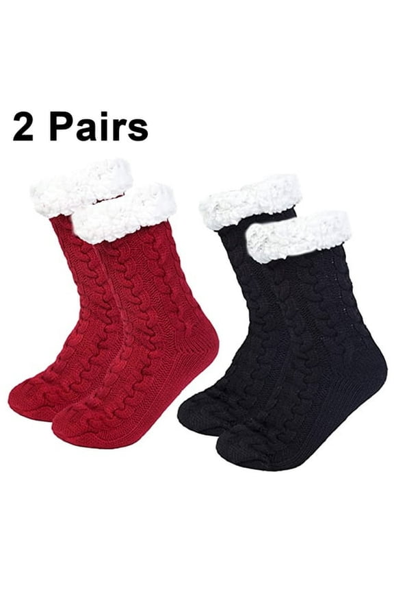 Women's Plush Socks, Fluffy and Comfortable, Soft and Thick Socks, Winter Plush Thick Home Floor Socks, Cold proof and Anti slip Snow Socks, Lazy Warm Socks, 2 pairs