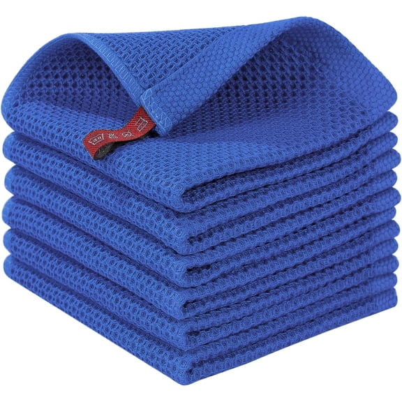 Mictong Woven Kitchen Towel Set, size 11.82x11.82 inches, cotton towels suitable for the kitchen, soft kitchen towels for drying utensils, cleaning, and countertop use, 6 pieces, royal blue