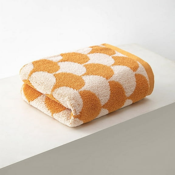 Mictong Yellow Pure Cotton Geometric Shape Towel -2 Pieces, 29.53X13.39 Inches, Super Absorbent Soft Towel, Suitable For Daily Use In Households, Gyms, Bathroom Towels