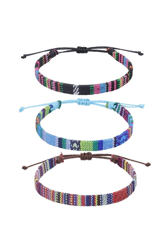 adjustable Bohemian style surfer ankle chain with fine rope, suitable for both men and women, handmade beach ankle chain, holiday accessory, mixed colors, 3 pieces