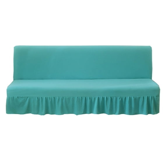 Mictong armless sofa bed cover with skirt edge, elastic foldable sofa bed protective cover, dustproof, washable and soft, suitable for living room and bedroom, size S, blue, 1 piece