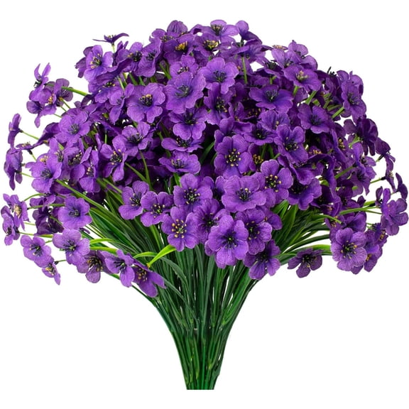 Mictong artificial flower outdoor anti UV fake violet flower does not fade, simulated plastic plant garden home decoration, wedding farmhouse decoration, purple, 12 pieces
