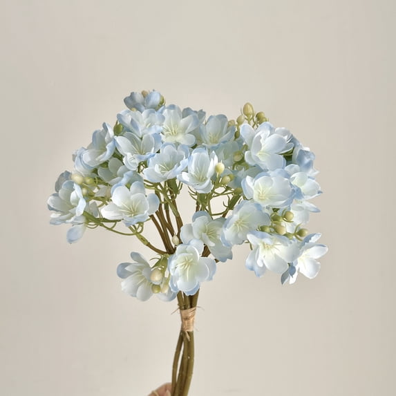 Mictong artificial jasmine flowers, 15.75-inch fake flowers, artificial jasmine flowers decoration, suitable for elegant indoor decoration, wedding party decoration, 6 bouquets, blue