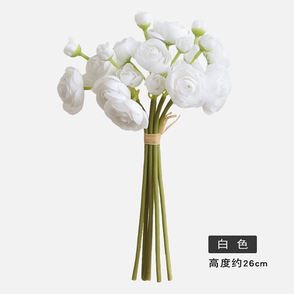 Mictong artificial lotus bouquet, 10.24x1.58 inch simulation bouquet, wedding bridesmaid simulation bouquet, suitable for photography props and home decoration, white, 1 piece