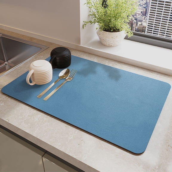 Mictong bowl and plate drying pad, 23.63 * 15.75 inch insulation pad, high-quality kitchen counter drying pad, reusable drying pad, kitchen countertop protection pad, 1 piece, blue