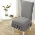 thumbnail image 1 of Mictong checkered dining chair cover with skirt edge, universal elastic dining chair cover, detachable chair cover, suitable for kitchen, wedding, banquet, 4 piece, Gray, 1 of 4