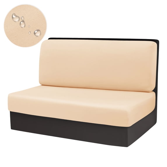Mictong elastic dining table cushion cover, rectangular dining chair cushion cover, dining table protective cover, suitable for camping table sofa cover and cushion cover, 1 set, Beige