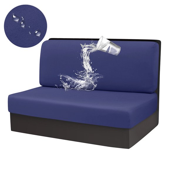 Mictong elastic dining table cushion cover, rectangular dining chair cushion cover, dining table protective cover, suitable for camping table sofa cover and cushion cover, 1 set, Dark blue