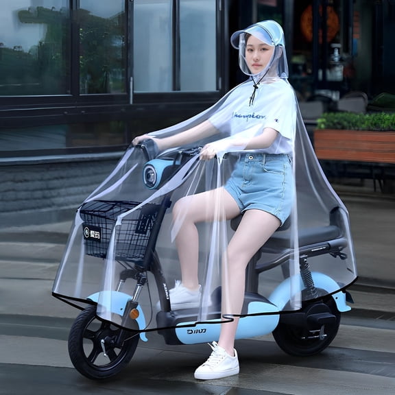 Mictong electric scooter rain cover, waterproof rain cover, outdoor bicycle electric scooter riding raincoat, fully transparent mirrorless rain cover, white, 6XL, 1 piece
