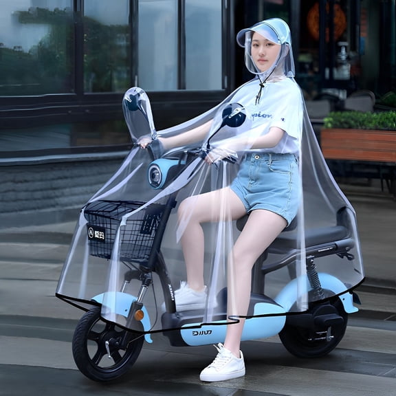 Mictong electric scooter rain cover, waterproof rain cover, outdoor bicycle electric scooter riding raincoat, fully transparent rain cover with mirror, white, 6XL, 1 piece