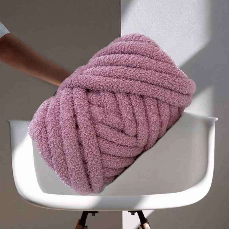 Mictong hand woven coarse yarn, 500g thick hand woven yarn, soft polyester hand woven yarn and blanket yarn, suitable for DIY projects with coarse craft yarn, 1 piece, Light purple