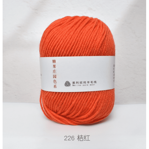 Mictong high-quality wool yarn, 50g fine spun wool yarn, high-quality soft yarn for crochet and knitting, suitable for DIY projects and small clothing projects, 2 pieces, Orange-red