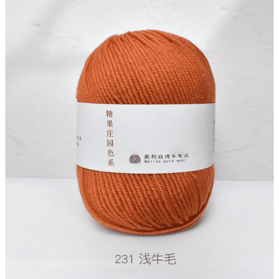 Mictong high-quality wool yarn, 50g fine spun wool yarn, high-quality soft yarn for crochet and knitting, suitable for DIY projects and small clothing projects, 2 pieces, Light orange