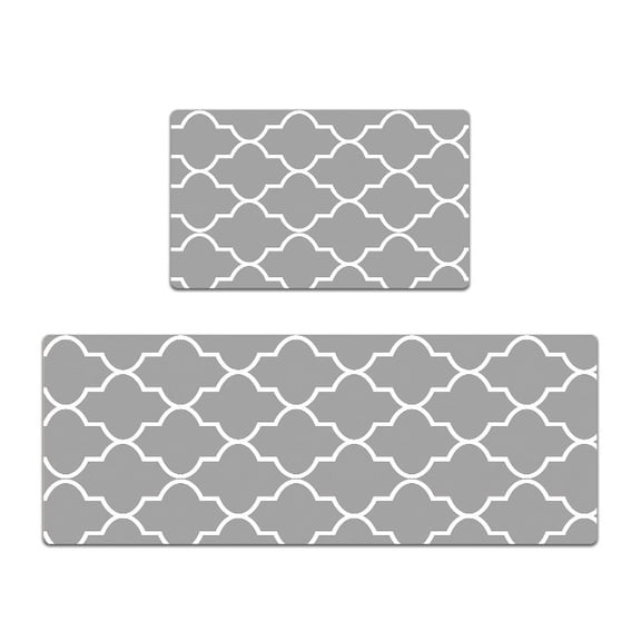 Mictong kitchen floor mat, washable carpet in the kitchen, comfortable and thick floor mat, suitable for kitchen, aisle, entrance, indoor entrance floor mat, 2-piece set, gray