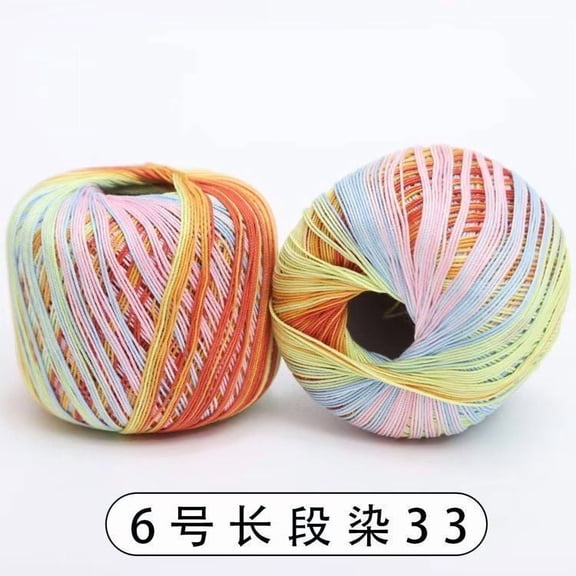Mictong multi-color pure cotton crochet thread, 50g finely spun soft yarn, suitable for crochet and hand weaving, suitable for DIY crafts, exquisite accessories, Size 6, 3 pieces, style 33