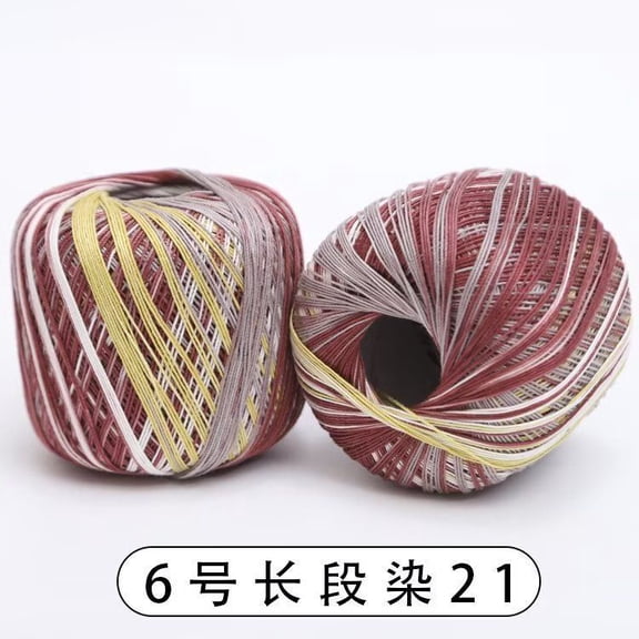 Mictong multi-color pure cotton crochet thread, 50g finely spun soft yarn, suitable for crochet and hand weaving, suitable for DIY crafts, exquisite accessories, Size 6, 3 pieces, style 21