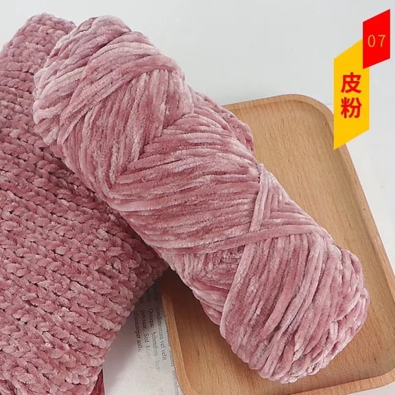 Mictong plush yarn, 100g precision woven yarn, suitable for crochet and hand weaving, high-quality polyester knitted yarn, suitable for DIY crafts, scarves, hats, 1 piece, Leather pink