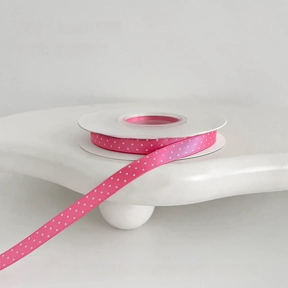 Mictong polka dot ribbon, 0.40 inches wide, size 25, Christmas polka dot ribbon, used for gift packaging, holiday decoration, crafts, and party supplies, 1 piece, Rose red