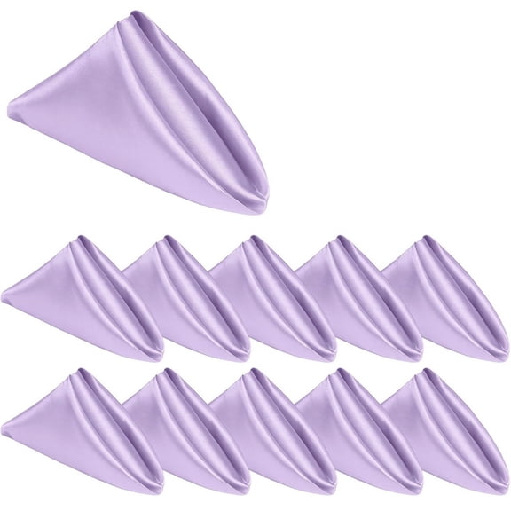 Mictong satin napkins, 16.93 * 16.93 inch napkins, reusable napkins, premium napkins, elegant and beautiful solid color napkins, suitable for hotel wedding tables, 12 pieces, Light purple