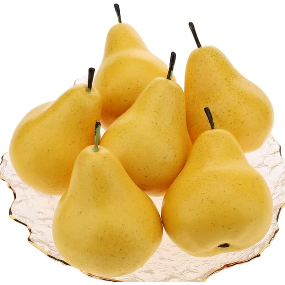 Mictong simulation fruit realistic fake pear person fake fruit realistic home decoration suitable for restaurant desk center decoration fruit decoration, Yellow, 6 pieces