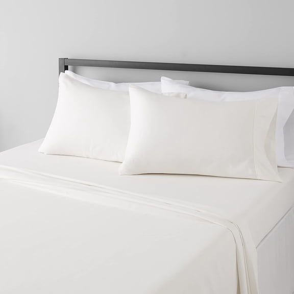 Mictong single bed sheet and pillowcase set, soft microfiber bed sheet, solid color bed sheet and pillowcase, suitable for hotel bedrooms and dormitories, 3-piece set, TwinXL size, white