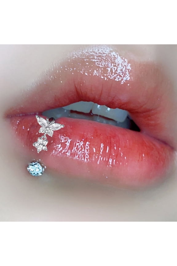 stainless steel lip ring, perforated nose ring earrings, personalized cool punk butterfly zircon horseshoe ring, lip nail nose ring perforation, 1 piece