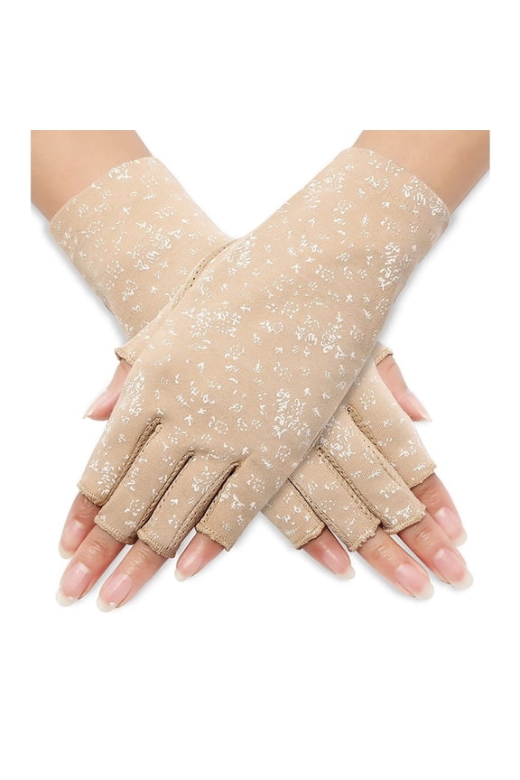 sunscreen gloves, anti slip and UV resistant driving gloves, summer outdoor gloves, khaki color, 1 pair