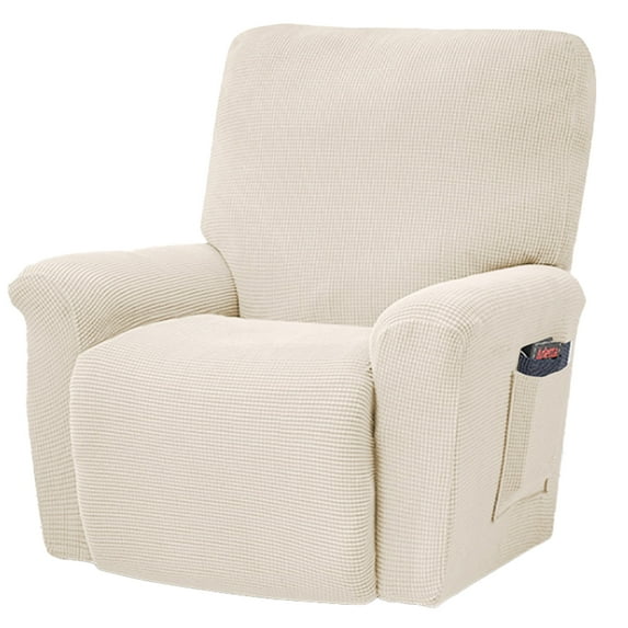 Mictong super elastic sofa cover recliner cover, solid color elastic fleece massage chair cover, made of soft and thick jacquard fabric, Brown, 1 piece
