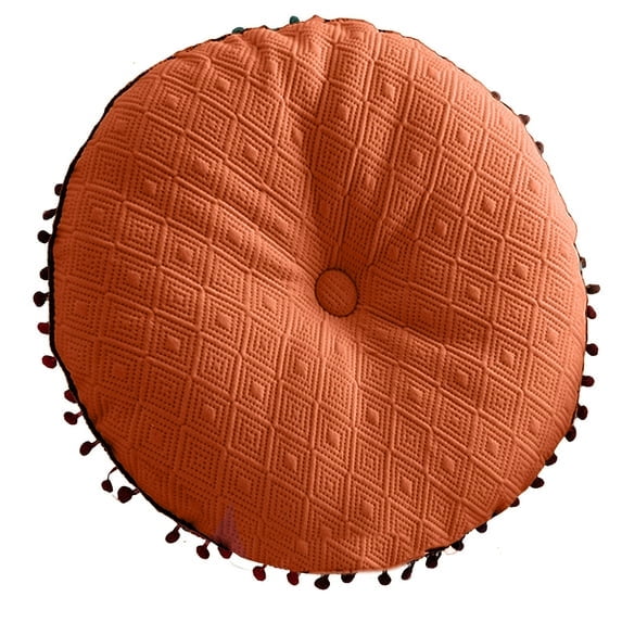 Mictong tassel round cushion ball pillow, good resilience, solid color dining chair cushion, suitable for home decoration, orange, 1 piece