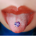 thumbnail image 1 of Mictong tongue piercing, 0.48x0.06 inch cute tongue piercing, short tongue piercing, fashionable stainless steel tongue piercing, suitable for daily wear and special occasions, 1 piece, purple, 1 of 2