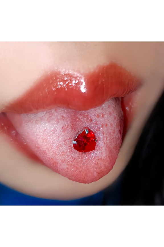 tongue piercing, 0.56x0.06 inch cute tongue piercing, short tongue piercing, fashionable stainless steel tongue piercing, suitable for daily wear and special occasions, 1 piece, red