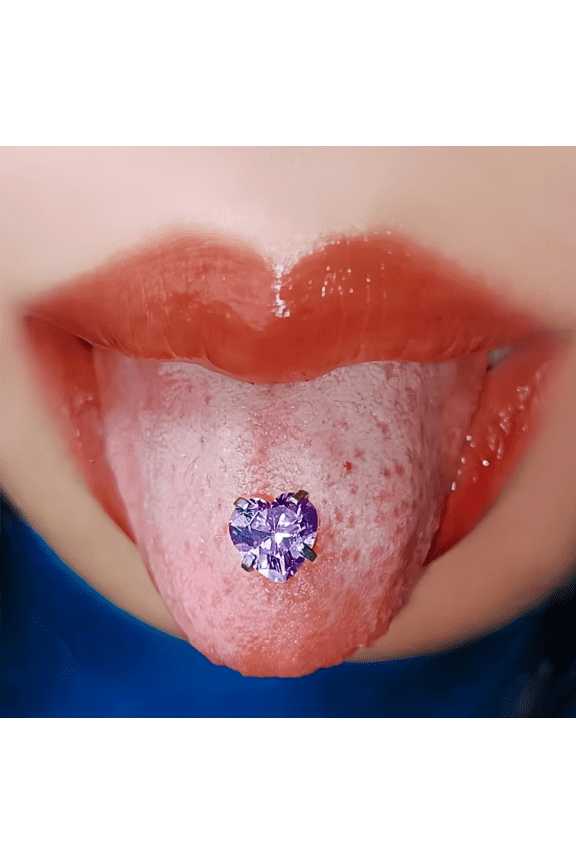tongue piercing, 0.56x0.06 inch cute tongue piercing, short tongue piercing, fashionable stainless steel tongue piercing, suitable for daily wear and special occasions, 1 piece, purple