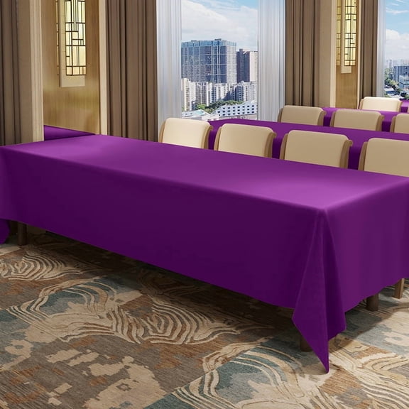 Mictong waterproof rectangular banquet tablecloth, 59.06 * 118.12 inch polyester tablecloth, light luxury tablecloth suitable for hotel exhibitions, living rooms, offices, 1 piece, Dark purple