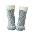 thumbnail image 1 of Mictong women's anti slip slippers socks, plush lined fleece home socks, with added fleece lamb wool home warm socks, warm, soft and comfortable in winter, Gray, 1 pair, 1 of 4