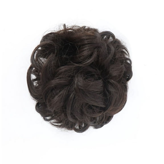 Mictong women's synthetic fake hair bun, with a diameter of about 4.73 inches, messy bun and headband, women's wig chignon, suitable for daily and party use, 1 piece, brown black