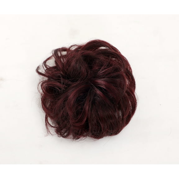 Mictong women's synthetic fake hair bun, with a diameter of about 4.73 inches, messy bun and headband, women's wig chignon, suitable for daily and party use, 1 piece, wine red