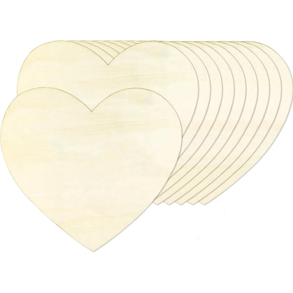 Mictong wooden heart-shaped crafts, 11.8 inches unfinished wooden heart-shaped slices, heart-shaped blank unfinished wood for DIY crafts decoration, 10 pieces