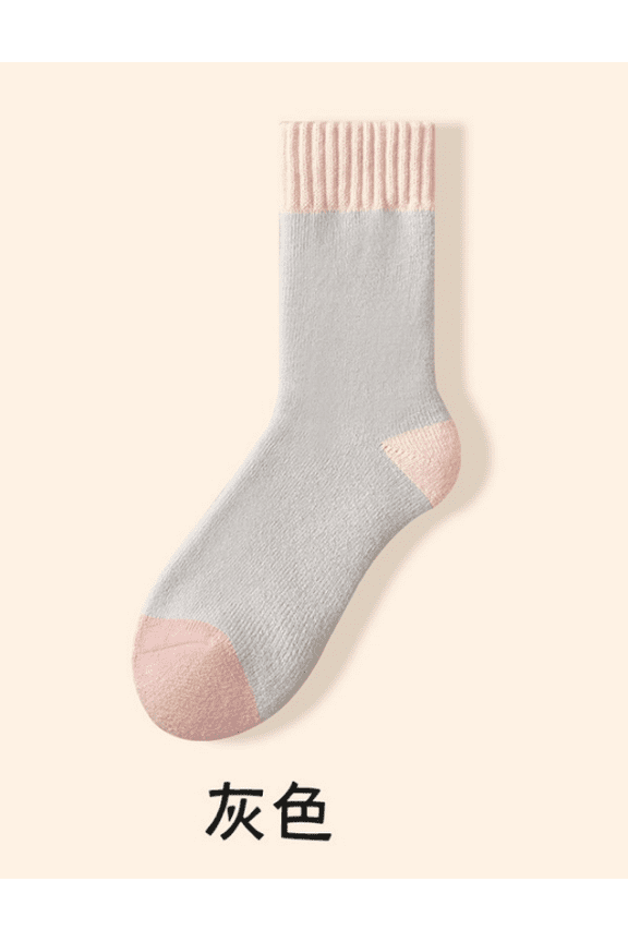 wool mid length socks, suitable for sizes 6-12, warm and soft wool mid length socks for winter, suitable for cold weather, daily wear and outdoor activities, 3 pairs, one size, style B