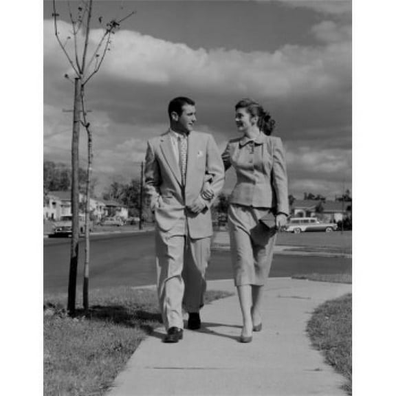 Mid Adult Couple Walking Poster Print - 18 x 24 in.