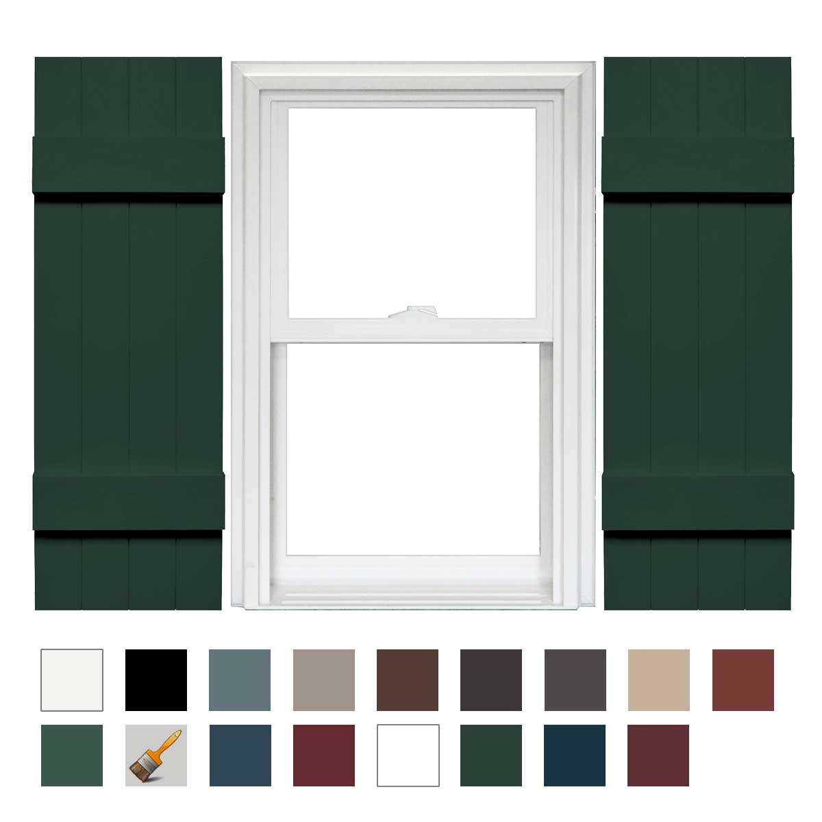Mid-America Vinyl, Standard Size Four Board Joined Shutters - 14\W x 63\H - 028 - Forest Green Mid-America Vinyl, Standard Size Four Board Joined Shutters - 14\W x 63\H - 028 - Forest Green