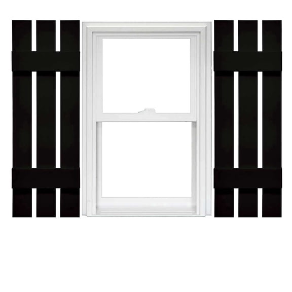 Mid America Spaced Board and Batten Black Exterior Shutters (1 Pair)